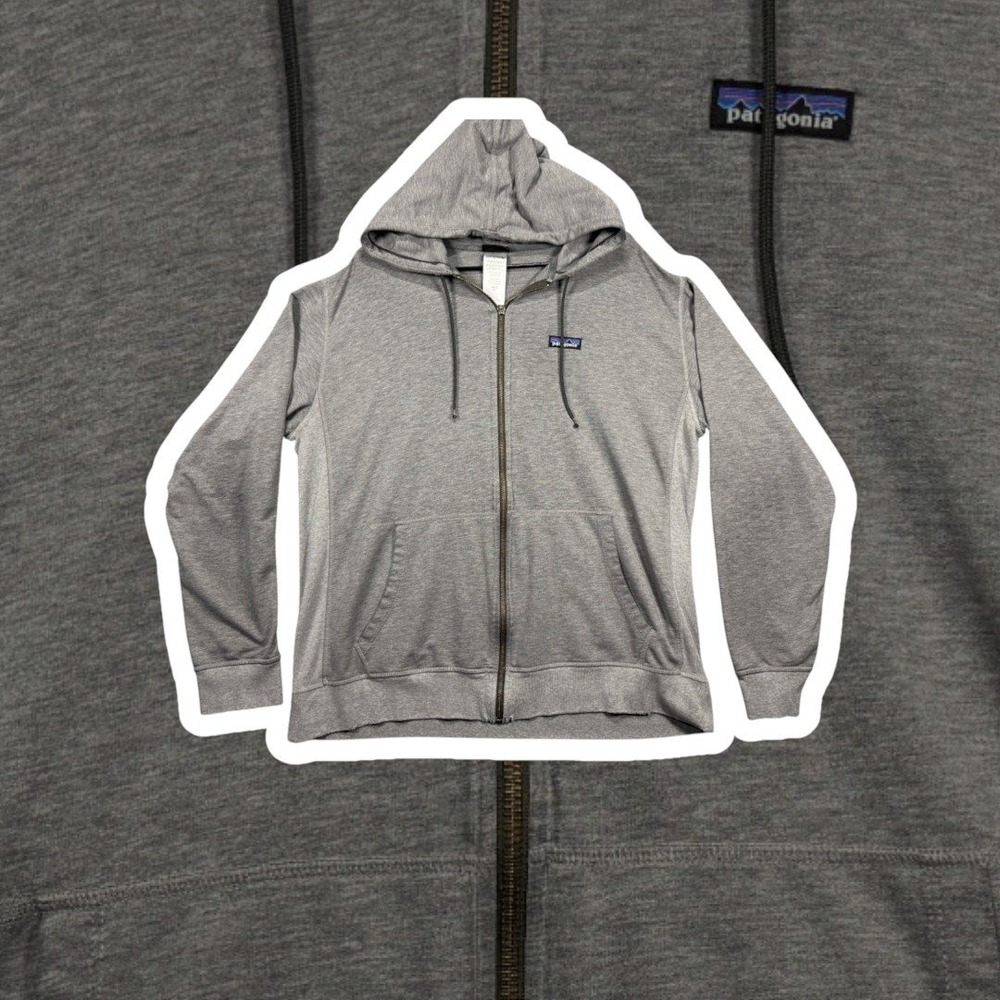 Patagonia Men's Lightweight Full Zip Hoody Feather Grey Sweatshirt XXL P6 Logo